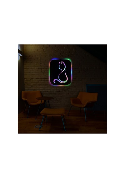 Led Işıklı Kişiselleştirilebilir Kedi Temalı Tablo Gayne Dekoratif Gece Lambası Çok Renkli - 737293250 Çok Renkli