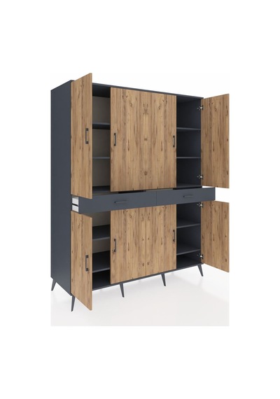 Kronos Gardrop 10 Raflı 2 Çekmeceli 8 Kapaklı 176x59x221 Antrasit-çam/antrasit Çam/antrasit Kronos Gardrop 10 Raflı 2 Çekmeceli 8 Kapaklı 176x59x221 Antrasit-çam/antrasit Çam/antrasit