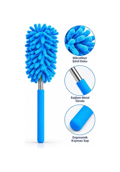 Mikrofiber Makarna Mop Toz Alma Paspası Tüy Toplayıcı Çok Amaçlı Temizlik Mopu