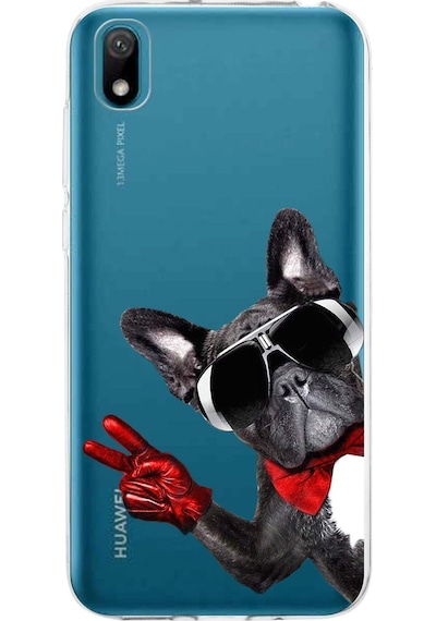 Huawei Y5 2019 İle Uyumlu 1mm Slim Fit Köpek 2 050e Baskılı Şeffaf Kılıf