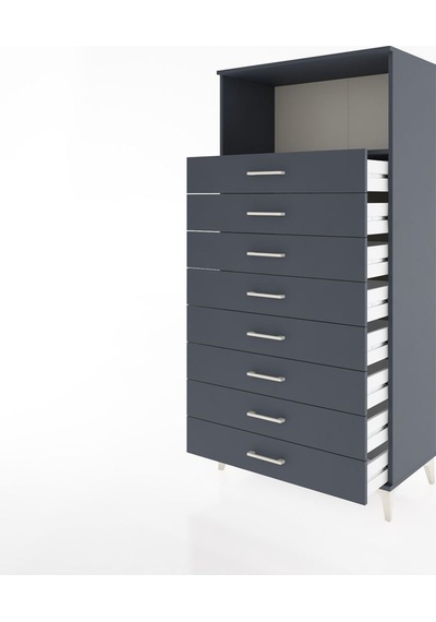 Hyperion Dolap Tek Raflı 8 Çekmeceli 88x44x182 Antrasit-antrasit Antrasit