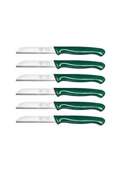 6&apos Lı Tırtıklı Meyve Bıçağı Seti, Paslanmaz Çelik, Ergonomik Kaymaz Sap, Ultra Keskin, Meyve Ve Sebze İçin, 18 Cm Yeşil