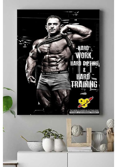 Tr Pster16138 Hard Work Vücut Geliştirme Body Building Fitness Kanvas Tablo 50 X 70