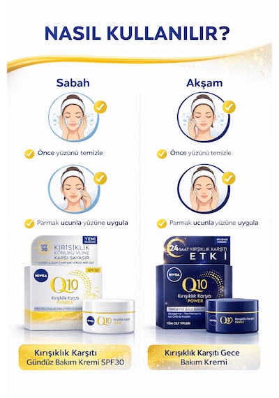 Nıvea Q10 Power   Gündüz Bakım Kremi 30 Psf 50 Ml + Gece Bakım Kremi 50 Ml