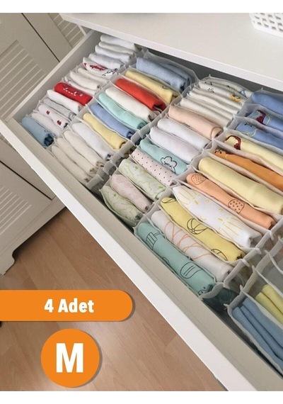 4 Adet Medium Çekmece Içi Akordiyon Organizer-16x43x14 Cm 4 Adet.. Kumaş Beyaz Tr Diğer