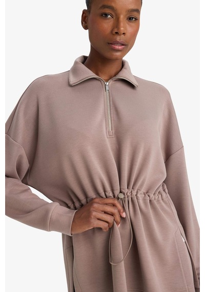 Defacto Long Fıt Dik Yaka Modal Sporcu Sweatshirt F9065ax26spbn576 Kahve-bn576
