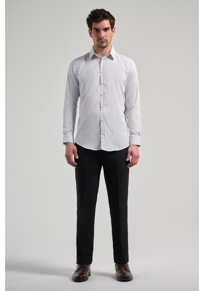 İmza Beyaz Uzun Kol Çizgili Desen Bez Ayağı Yarım İtalyan Yaka Cepsiz Esnek Classic Slim Fit Gömlek 1004245220 Beyaz İmza Beyaz Uzun Kol Çizgili Desen Bez Ayağı Yarım İtalyan Yaka Cepsiz Esnek Classic Slim Fit Gömlek 1004245220 Beyaz
