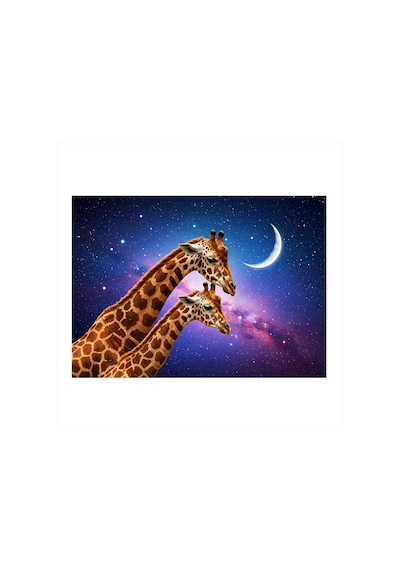 Gece Ve Zürafalar Model Ahşap Tablo
