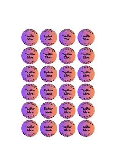 96 Adet Mor Pembe Teşekkür Ederiz Etiketi 4x4 Cm Yapraklı Yuvarlak Ambalaj Paket Kutu Sticker Yapışkanlı Bordo