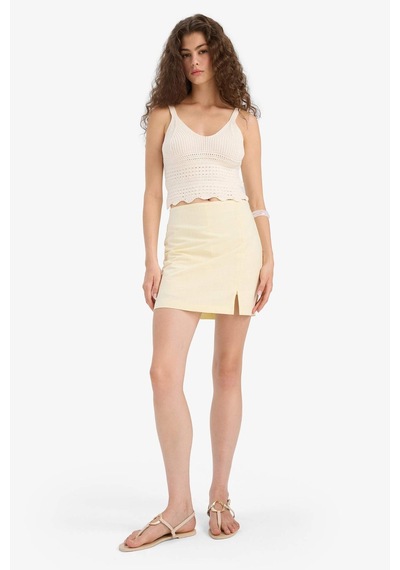 Defacto Slim Fit Dar Kesim V Yaka Örgü Triko Atlet A8433ax25smer105 Ekru