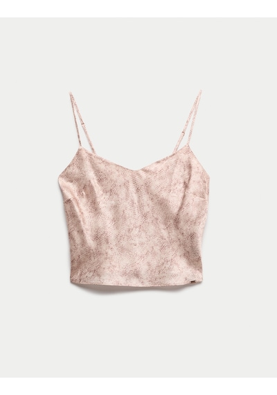Marks & Spencer İpek Ve Dantel Detaylı Pijama Üstü Pembe Mix