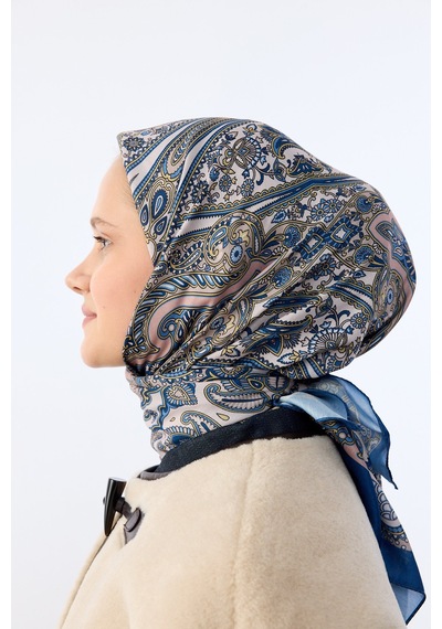 Mirsoy Scarf Zümra Desen Eşarp Mavi