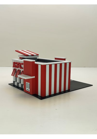 3d Baskı 1/64 Ölçekli Kfc Bina Tasarımlı Diorama Araç Sergileme Garajı