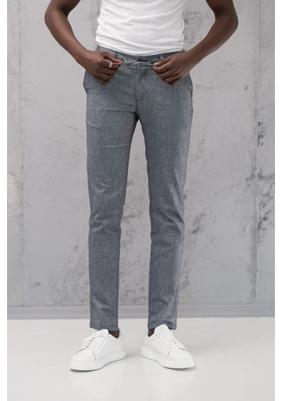 Notra Beli Lastikli Ve İplikli Slimfit Pamuklu Jogger Pantolon Mavi