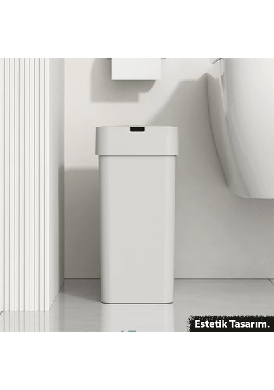 9 Litre Otomatik Hareket Sensörlü Çöp Kovası, Banyo Çöp Kovası, Çöp Kutusu Beyaz