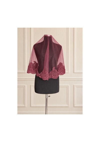 Bordo Boncuk Dantelli Gelin Örtüsü ,kına Örtüsü 6 Parça Bordo - 922507208