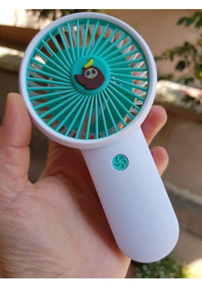 Şarjli Mini El Fanı Masa Fanı Soğutucu Masa Üstü Vantilatör Usb Stantlı Cep Telefonu Tutucu Yeşil