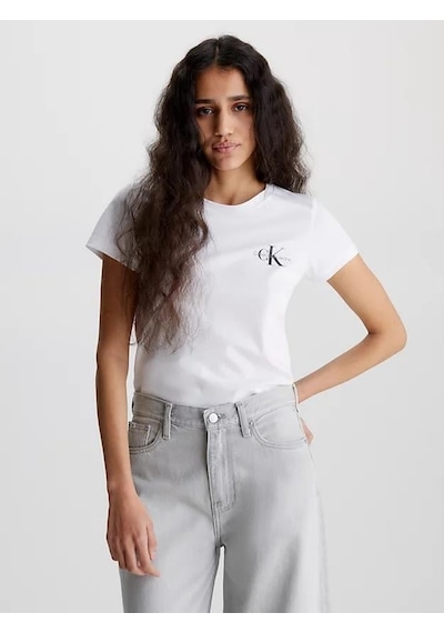 Calvin Klein Kadın T-shirt Ck Logo Beyaz