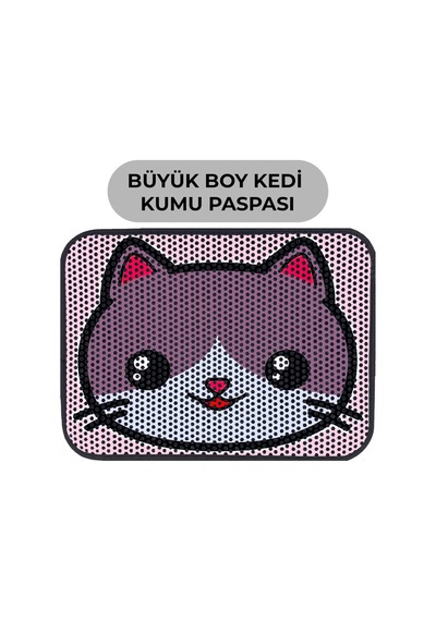 Büyük Boy Renkli Desenli Elekli Kedi Tuvalet Önü Paspası 60 X 80 Cm Büyük Pembe - 834019563