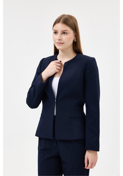 Velnara Moda Lacivert Klasik Kadın Takım Elbise-sıfır Yaka Ceket & Cepli Dar Paça Pantolon Lacivert - 927027358 Lacivert
