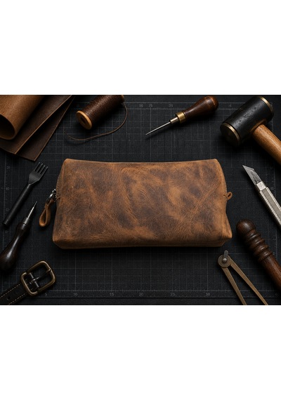Vintage Leather Craft Hakiki Deri Erkek Çantası Acı Kahverengi
