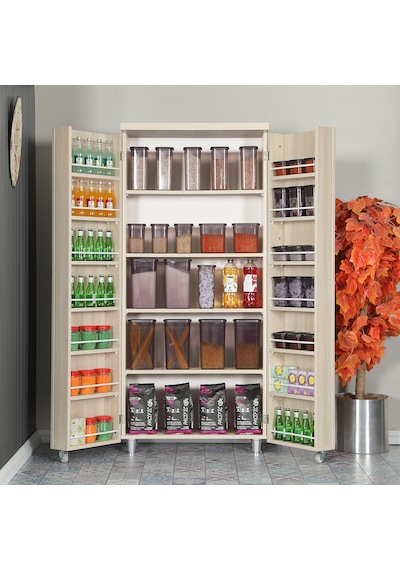 Pasific Home Guzzo Tekerlekli Kiler Çok Amaçlı Erzak Dolabı 80 cm Açık Meşe