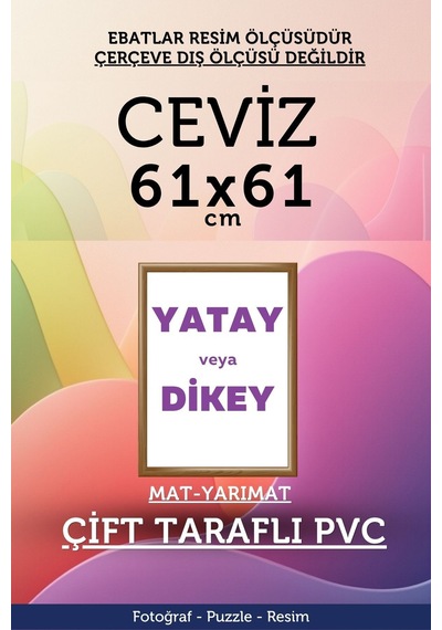 Kahverengi-22mm-61x61 Cm Mat Pvc Li Camsız Fotoğraf Puzzle Belge Çerçeve Yatay Dikey Asılabilme. 19193530