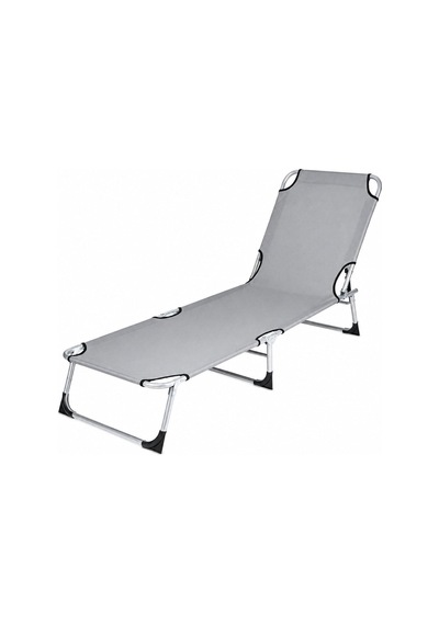 Bysay Large Katlanır Şezlong, Metal İskelet, Kumaş, 65x191x27 Cm, Gri, Plaj Deniz Kamp Bahçe Kullanımı İçin Diğer