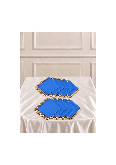 Mavi Gold Pullu Şifon Halay Mendili ,kına Mendili,hediyelik Mendil,gelin Damat Düğün Kına Bride Nişan 5adet Mavi - 921787403