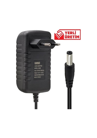 Weko 14.4 Volt - 2 Amper 5.5 2.5 Uçlu Kırmızı Yeşil Ledli Yerli Üretim Akü Şarj Cihazı