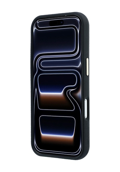 Apple iPhone Uyumlu 18 Pro Kılıf Guess Lisanslı M-safeli Pu Metal Üçgen Logolu Karbon Fiber Kevlar Kapak Siyah
