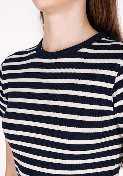 Colins Slim Fit Yuvarlak Yaka Çizgili Kadın Lacivert Kısa Kol Tişört Cl1073208 Q1.v1 Nav Lacivert