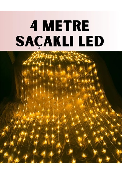 Hubrendy Tekno 4 Metre Icicle Şelale Led Yılbaşı Perde Işık Sıcak Ambiyans
