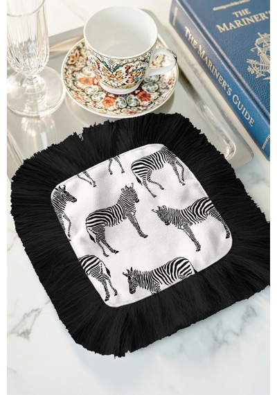 Zebra Motifli Lüks Saçaklı Sunum Peçetesi - Safari Temalı Bohem Siyah Kenarlı Bardak Altlığı Mendil Gece Krem Bej Zebra Motifli Lüks Saçaklı Sunum Peçetesi - Safari Temalı Bohem Siyah Kenarlı Bardak Altlığı Mendil Gece Krem Bej