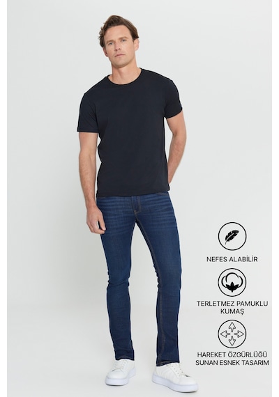 AC&Co / Altınyıldız Classics 4A4800000001SYHXS Slim Fit Bisiklet Yaka Kısa Kol Pamuklu Erkek Tişört Siyah