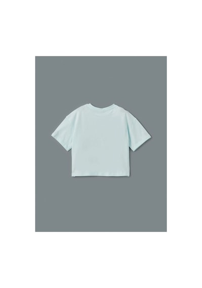 LC Waikiki Lcw Kids Yeşil Bisiklet Yaka Kız Çocuk Crop Tişört 2'li Pastel Green