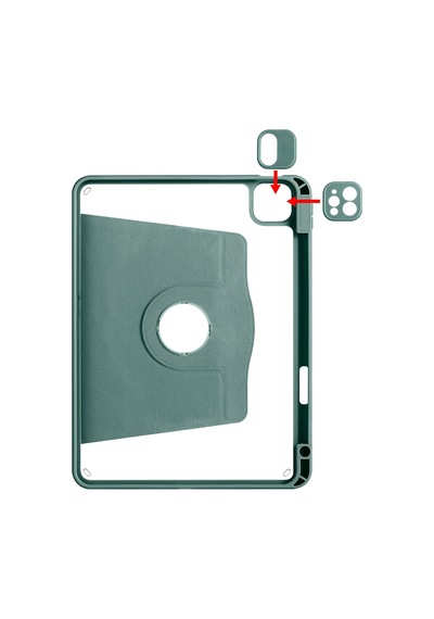 İpad Air 10.9 2020 4.nesil A2316-a2324-a2325-a2072 Uyumlu Kalem Bölmeli Dönebilen Standlı Termik Tablet Kılıfı - Gri - T25972