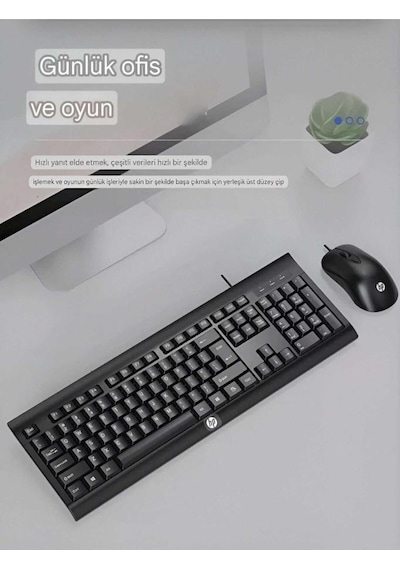Hp Km100 Kablolu Klavye Mouse Set İngilice Q Optik