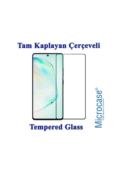 Samsung Uyumlu Galaxy A81 Tam Kaplayan Çerçeveli Tempered Cam - Siyah