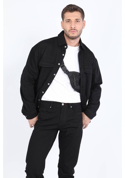 Erkek Oversize Jean Gömlek Siyah 001