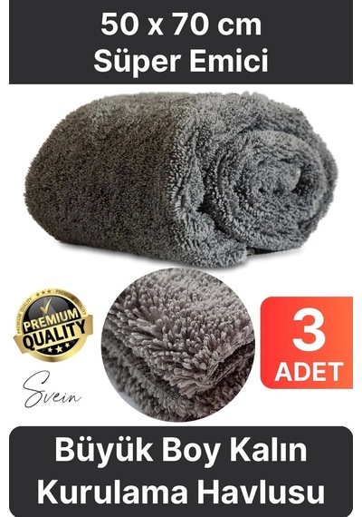 3 Adet Süper Emici Tüm Cam Yüzeylere Uygun Oto Yıkama Mikrofiber Havlu Temizleme Kurutma Bezi