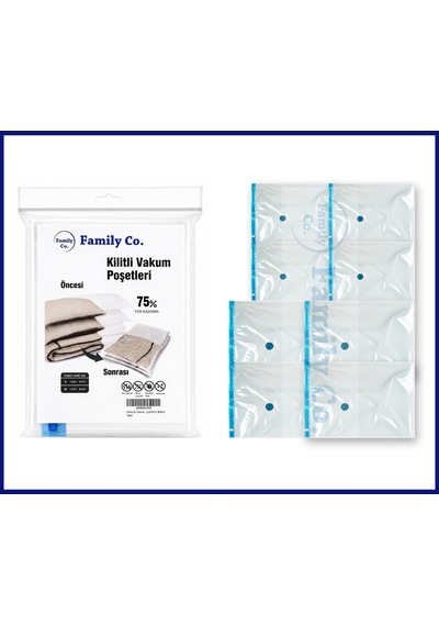 Family Co. Vakumlu Hurç Poşet Setleri 8 Parça 50x70-4, 60x80-4 Diğer