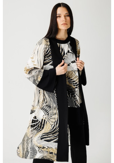 Esswaap Özel Desenli Kimono Tunik Pantolon Takım Haki Yeşil