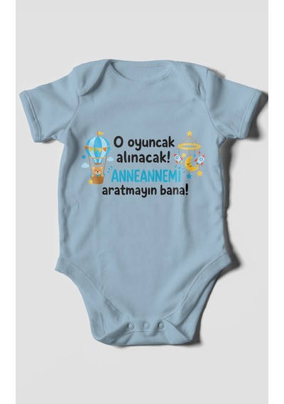 Morivokids Anneanneye Özel Kısa Kollu Bebek Body %100 Pamuk Zbn285-kk Bebe Mavisi