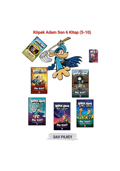 Köpek Adam Serisi Son 6 Kitap Çizgi Roman Seti, Dav Pılkey, Defter Hediyeli