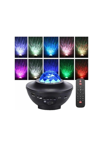 Dönen Işıklı Disko Topu Projektör Müzik Çalarlı Disco Speaker Pembe