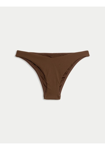 Marks & Spencer Fitilli Yüksek Bacak Kesimli Bikini Altı Kahverengi