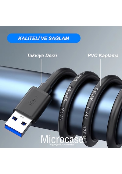 Microcase Usb A To Usb A İki Ucu Erkek Çift Taraflı Usb 3.0 Kablo 150 Cm Al4779 Siyah