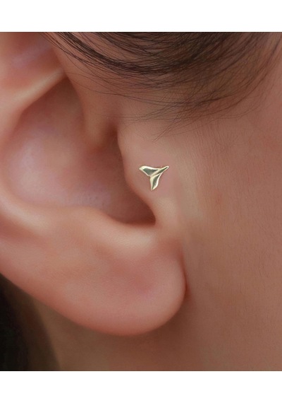 14 Ayar Altın Deniz Yıldızı Kuyruk Tragus Piercing Sarı Altın