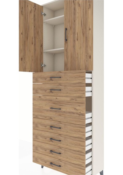 Arges Dolap 3 Raflı 7 Çekmeceli 2 Kapaklı 88x30x243 Aytaşı-çam Aytaşı